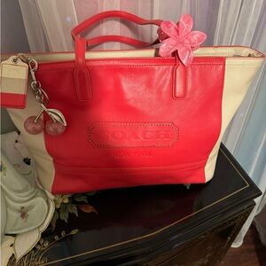 Coach Cherry Red and Cream Tote Bag
